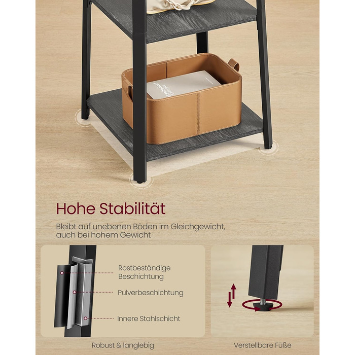 Навісна вішалка для одягу VASAGLE LCR080W09, 8 гачків, 4 полиці, металевий каркас, для шарів, курток, сумок, золо дуб + хмаринний білий