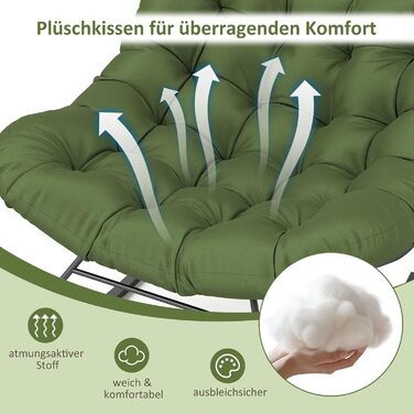 Крісло-гойдалка COSTWAY для саду, балкона та дому, зелене, з подушкою, вантажопідйомність 205 кг