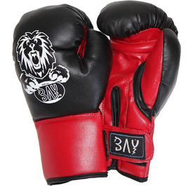 Боксерські рукавички BAY зі знижкою Лев чорний від 2 до 10 унцій дитячі зі штучної шкіри маленький міні 6 унцій