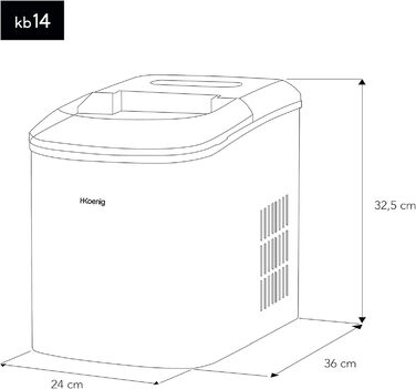 Машина для виробництва кубиків льоду H.Koenig, 3 розміри, 6-13 хв., 100 Вт, нержавіюча сталь, срібло, індикатор рівня води