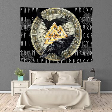 Гобелен Arsey Valknut Ravens Art 150x130 см золотисто-чорний