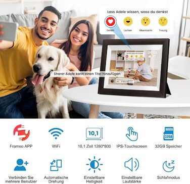 Цифровий фоторамка Mejasg 10.1 дюйма з Wi-Fi, 32GB, IPS сенсорний екран, автоповорот, для фото та відео, з дерева