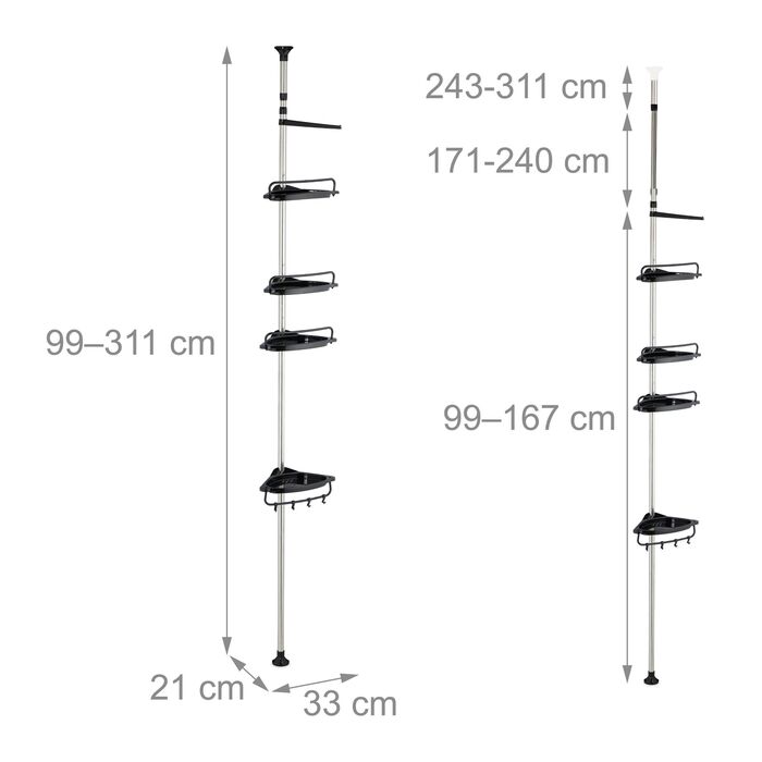 Поличка для душу Relaxdays, телескопічна