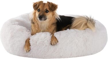 Подушка для собак Petstuff кругла пончикова, нековзна, пухнаста, що миється, колір і розмір на вибір, Ø 80 см (ø100 см, бежевий)