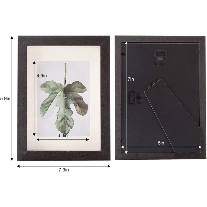 Фоторамки квадратна дерев'яна рамка 20x20 см з 2 упаковок тіньова рамка фоторамки виготовлені з масиву дерева і справжнього скла глибиною 1,5 см (чорний, 12,7 x 17,8 см), 3D