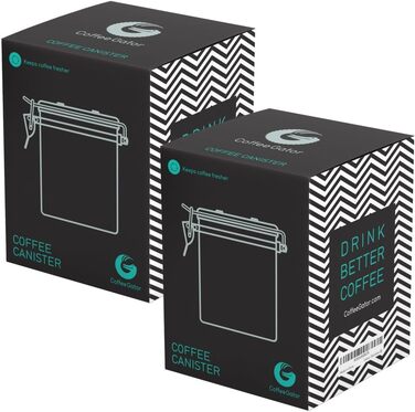 Набір кавових контейнерів Coffee Gator з нержавіючої сталі (2 шт.) – зберігає каву свіжою довше. З датою розкриття, CO2-вентилем та мірною ложкою.