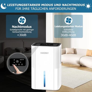 Електричний осушувач повітря 2800 мл з функцією відтавання та таймером, тихий осушувач для дому, підходить для підвалу, ванної кімнати, з 7-кольоровим LED-підсвічуванням та нічним режимом