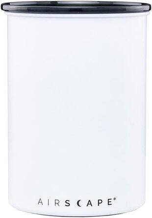 Контейнер для кави Airscape Planetary Design з нержавіючої сталі – контейнер для продуктів – запатентований герметичний кришка – зберігає свіжість продуктів (Medium, Матовий білий)