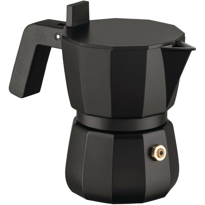 Кавоварка гейзерна Alessi Moka DC06/6 B - 1чашка, чорний колір, з алюмінію