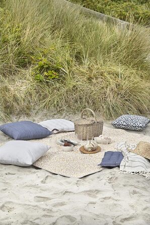 Ковдра для пікніка бренду скандинавського дизайну, простирадло для відпочинку, пляжний килимок, складний, 51,2 x 66,9 дюймів (130 x 170 см), Bellis солом'яно-жовтий/рожевий, 25129