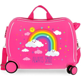 Дитяча валіза Enso Arcoiris Always Smile рожева 50x39x20 см Кодовий замок Hard Shell ABS 38 л 2,1 кг 4 колеса ручна поклажа