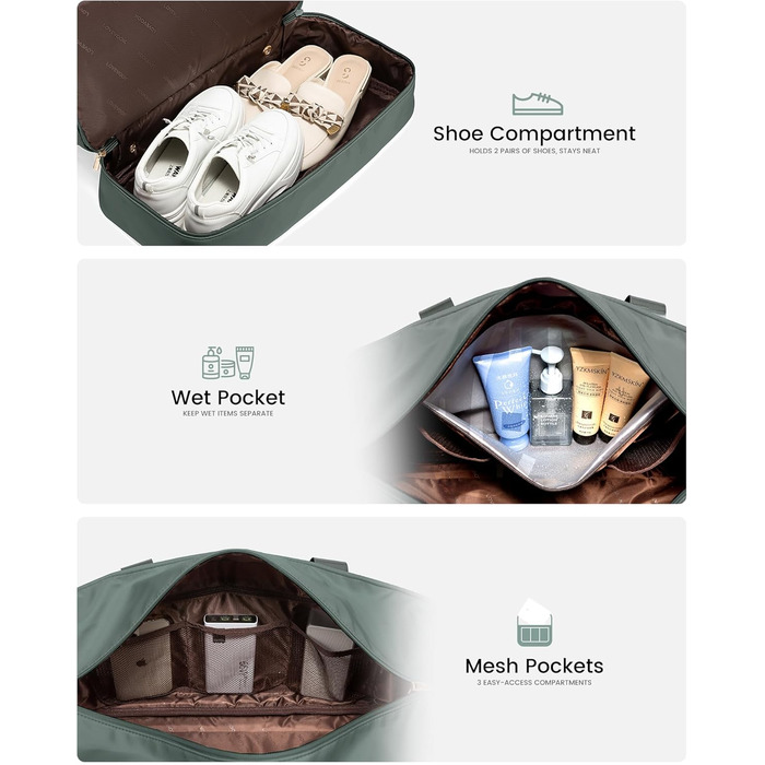 Сумка-мішок LOVEVOOK для жінок, 42L, водонепроникна, з відділенням для взуття, для подорожей, спортзалу, басейну, пологів, Ryanair