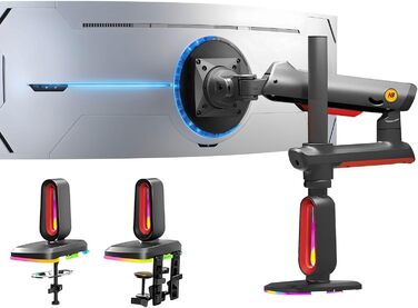 Кріплення для монітора NB Ergonomic RGB, 32-60 дюймів, для широких та вигнутих моніторів, максимальне навантаження 20 кг, VESA 75/100 мм (червоний)