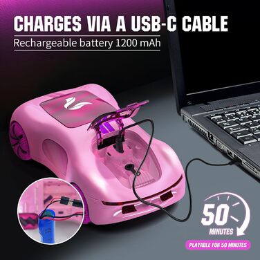 RC Авто на радіокеруванні трюкове, з світлом та розпилювачем, 2.4GHz, рожеве - іграшка для хлопчиків та дівчаток від 6 років