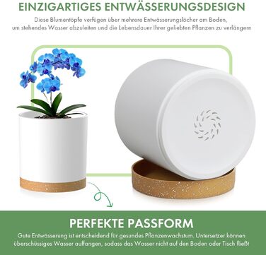 Набір горщиків для квітів з підставкою (5 шт.), 17.8/15.2/14/12.7/10.2 см, пластик, для дому та балкона, зелений з коричневим підставкою