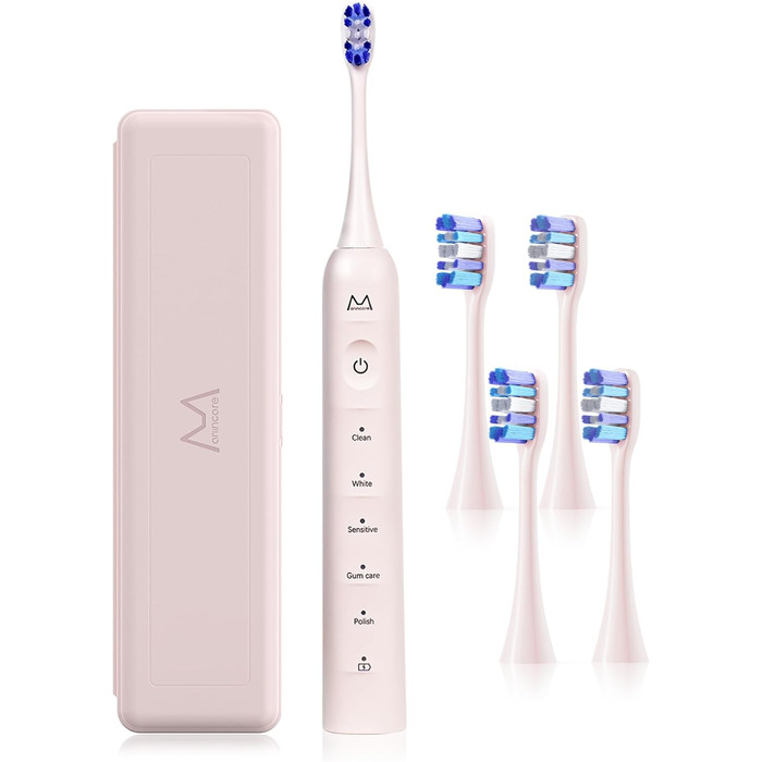 Електрична зубна щітка для дорослих B10PRO-Rosa, 5 режимів, 48000 VPM, IPX8, акумулятор 180 днів, таймер, 4 насадки, чохол