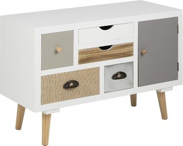 Комод AC Design Furniture Suwen, 70x32x81 см, різнокольоровий, дерево, 5 ящиків