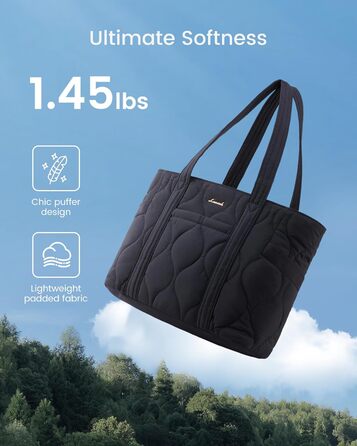 Сумка для ноутбука LOVEVOOK, жіноча, середнього розміру, shopper, tote, для роботи, навчання, подорожей (17.3 дюйми, чорна)