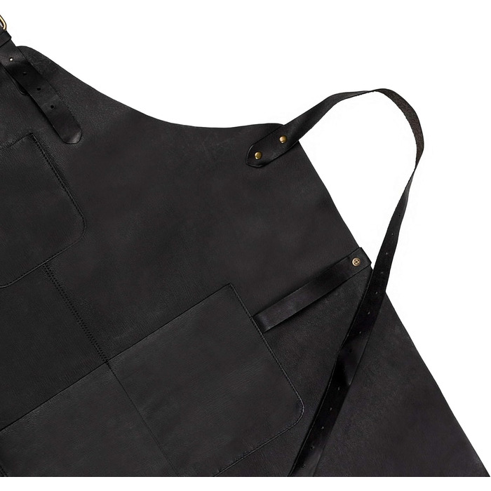 Чоловіча шкіряна фартух для грилю Drakensberg 'Bob', ручної роботи, вінтажний чорний колір
