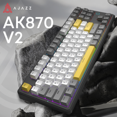 Дротова механічна клавіатура Ajazz AK870 V2 Flying Fish switches Black Grey Yellow (AK870-V2-FF-BGY)