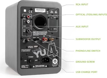 Динаміки Kanto YU4MG з фонопідсилювачем 140 Вт Пара Матовий сірий