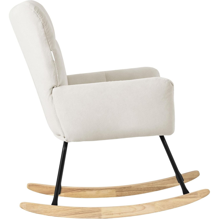 Крісло-гойдалка ML-Design бежевого кольору з оббивкою під фліс, дерев'яні полози, для вітальні, спальні, балкона