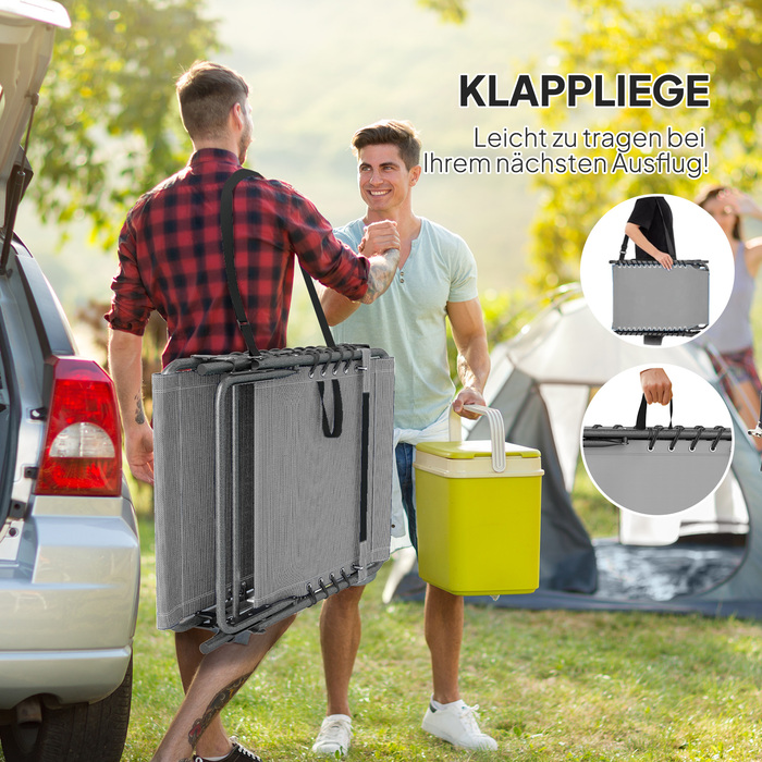 Шезлонг для відпочинку на сонце, розкладний садовий шезлонг з подушкою для голови, лежак з регульованою спинкою у 5 положеннях, до 120 кг