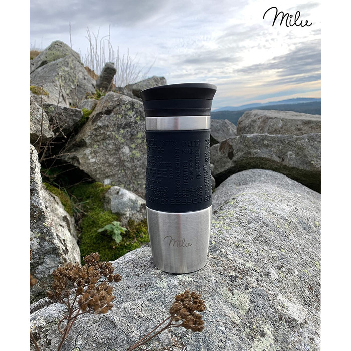Термокружка Milu 450мл з нержавіючої сталі, 370мл, для кави з собою, з подвійними стінками, не протікає, для подорожей, авто