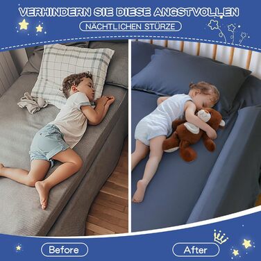 Бортик для ліжка дитячий захисний 2 шт сірий, захист від випадання для немовлят та дорослих, знімний чохол, антиковзкий