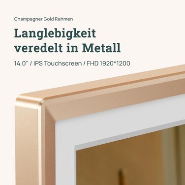 Цифровий фоторамка ARZOPA 14 дюймів: Металевий корпус, хмарне сховище, FHD 1920x1200, сенсорний екран, для подарунків