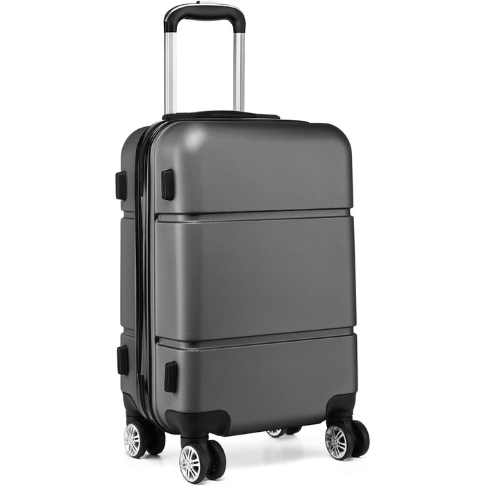 Чемодан ручної поклажі KONO з жорсткою оболонкою, на колесах, 55x38x22 см, 33 літри, сірий