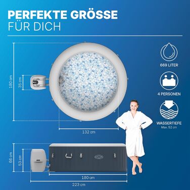 Надувний гідромасажний басейн-джакузі Bestway Lay-Z-Spa Miami AirJet для 2-4 осіб, 180 x 66 см, багатоколірний