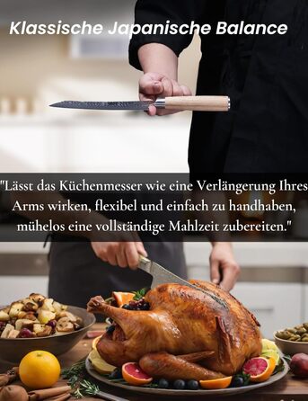 Японський ніж Сантоку 18 см з VG-10 сталі Дамаск (67 шарів), сертифікована гострота та зносостійкість, для кухні та як подарунок