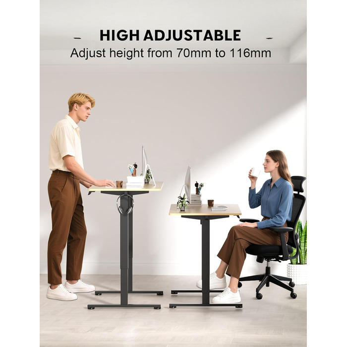 Регульований стіл, електричний, 120x60 см, 3 функції пам'яті, з кабелеуправлінням та гачками. Дерев'яний колір