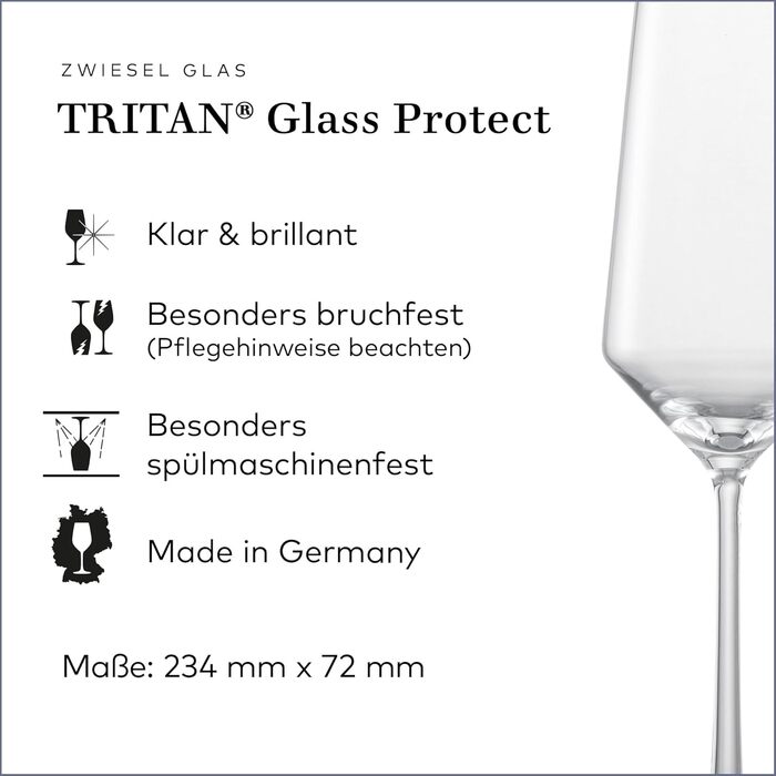Набір для романтичного вечора Zwiesel Glas Date Night Pure (4 шт.): келихи для шампанського (297 мл) та червоного вина (540 мл), Tritan®-кришталь, Made in Germany