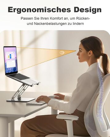 Підставка для ноутбука Babcom Lapdesk з регулюванням висоти та вентиляцією, ергономічна, складна, для MacBook Air/Pro (10-16 дюймів)