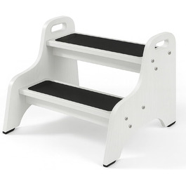 Дерев'яний дитячий стільчик Tritthocker з 2 сходинками, неслизький, для ванної та кухні, скандинавський дизайн, колір: натуральний (білий)