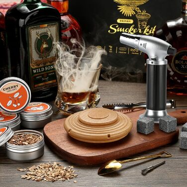 Набір для копчення коктейлів: 4 дерев'яні чіпси, аксесуар для віскі, коктейлів, кави, бурбону, м'яса