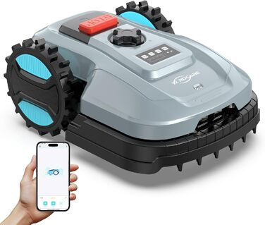 Робот-газонокосарка YARDCARE E400 з шириною скошування 18 см, керуванням через додаток, для газонів до 400 м², сенсором дощу, висотою скошування 20-60 мм, рівнем шуму менше 60 дБ, водозахистом IPX5
