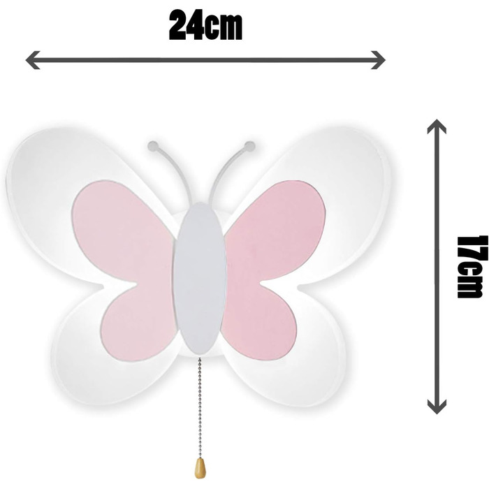 Світлодіодний настінний світильник ANKBOY Butterfly, з можливістю затемнення, для дівчаток в дитячому садку, 16 Вт, рожевий білий матовий