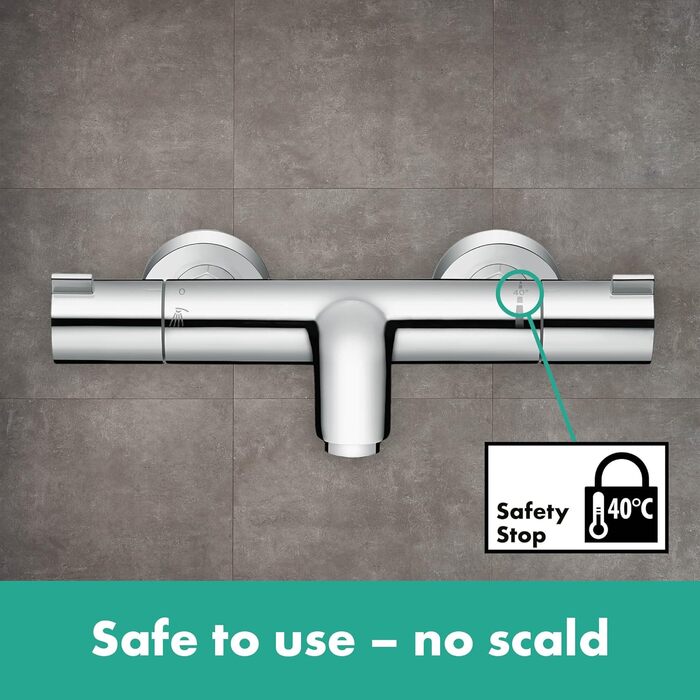 Змішувач для ванни Hansgrohe Ecostat Aufputz - термостат, безпечний (SafetyStop 40°C), круглий, хром, для 2 споживачів