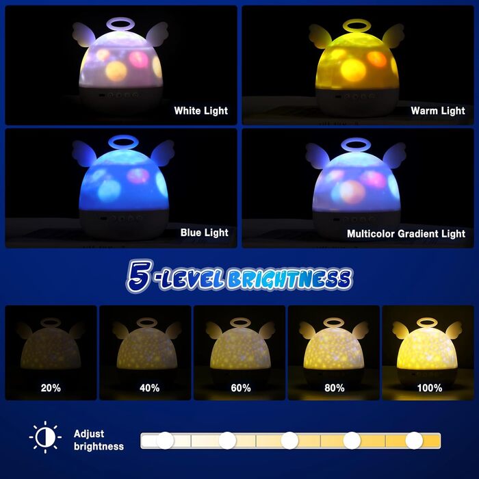 Проектор зоряного неба Diboniur для дітей з 22 фільмами, нічник-проектор, регульована яскравість, 360° обертання, 20 колискових