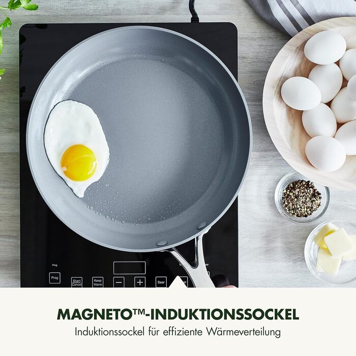 Сковорода GreenPan Valencia Pro з антипригарним покриттям Harteloxierte Gesunde Keramik, 20 см та 26 см, без PFAS, з нержавіючою ручкою, для індукційних плит, можна мити в посудомийній машині та використовувати в духовці, сіра