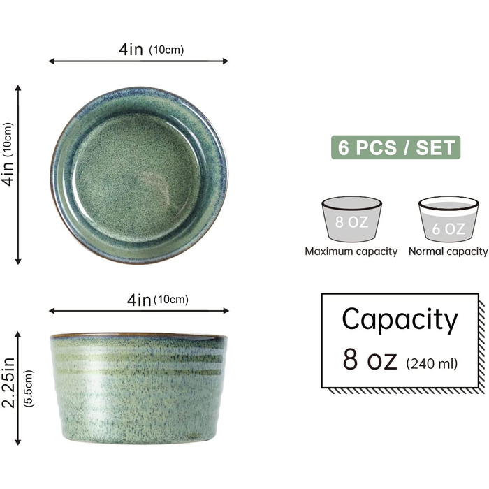 Формочки для суфле 6 шт. , порцелянові формочки для суфле, керамічні миски для крем-брюле, десертні миски, формочки для муфти