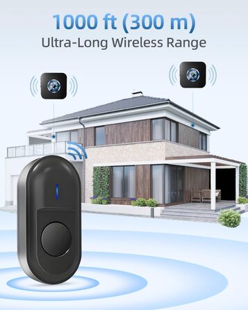 Відеодомофон з Wi-Fi та камерою, HD, 2.4G, нічне бачення, PIR-датчик руху, 2 камери, 2-сторонній аудіо, з дзвінком (1 передавач + 1 приймач)