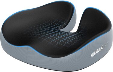 Подушка для офісного крісла HUANUO: велика подушка з піною Memory Foam. Зняття напруги з попереку та куприка. Підходить для офісних крісел, авто та інвалідних візків. Ідеально для тривалого сидіння. Нековзна поверхня.