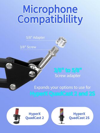 Стійка для мікрофона HyperX QuadCast з поп-фільтром та тримачем YOUSHARES для QuadCast S, Blue Yeti, Razer Seiren Mini V3