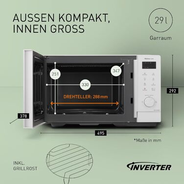 Мікрохвильова піч Panasonic NN-GD35HBGTG з грилем та функцією пароварки, 23 літри, біла