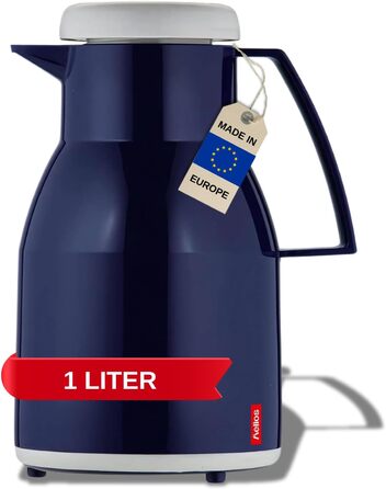 Термос Wash Thermoskanne 1L з подвійними стінками, блакитний - зберігає гаряче та холодне до 6 годин, щільний кришка, придатний для миття в посудомийній машині