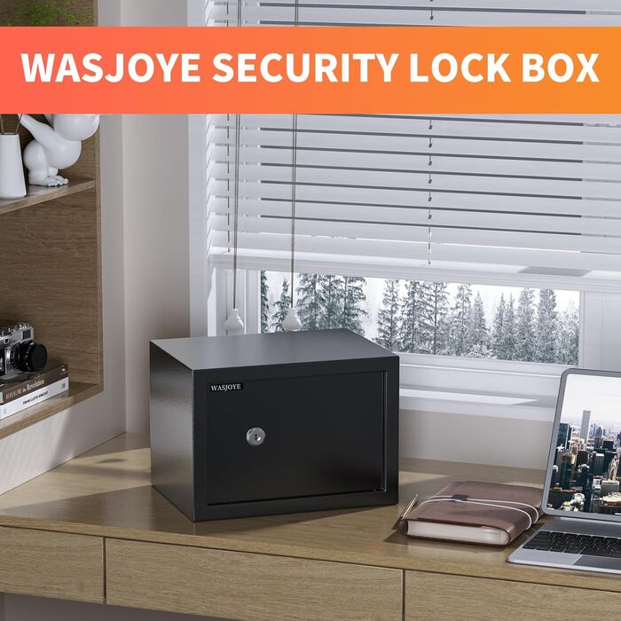 Сейф Safe Tresor з ключем WASJOYE для дому/офісу, великий настінний сейф з 2 ключами для грошей, прикрас, ліків та документів (45*35*31см, 19л)